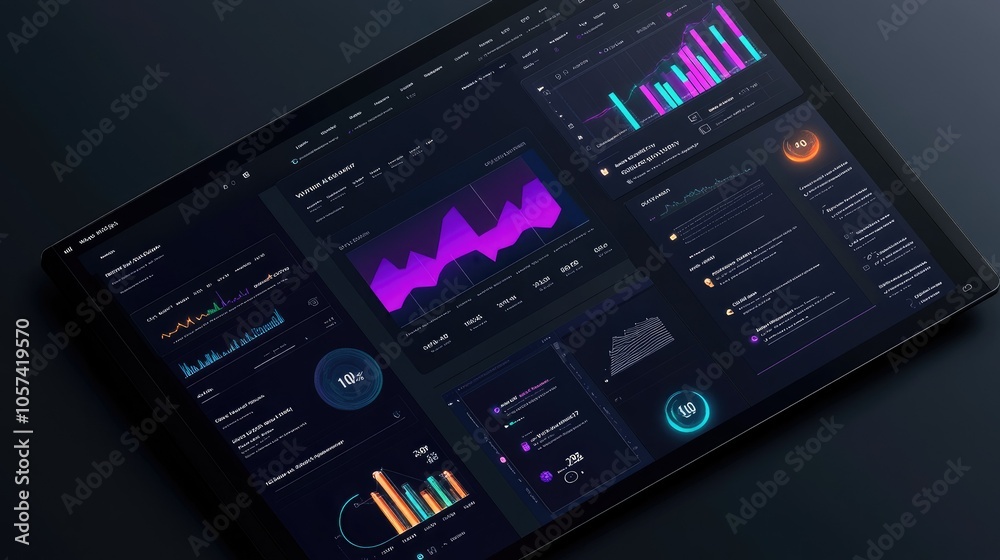 Poster Business dashboard with generative AI applications in investment, project management, and data
