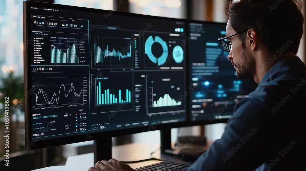 Poster business dashboard with generative ai applications in investment, project management, and data