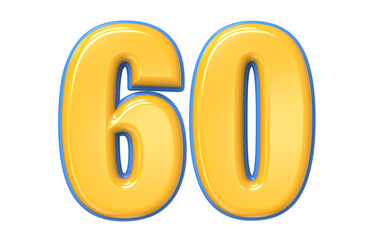 Blue And Yellow Number 3D Render