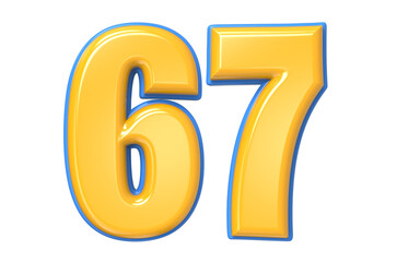 Blue And Yellow Number 3D Render