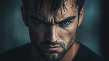 Obraz premium Man with an angry and determined expression