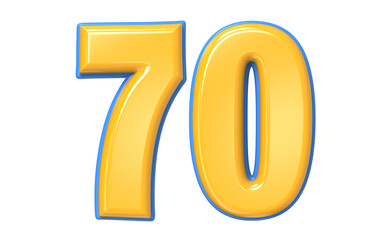 Blue And Yellow Number 3D Render