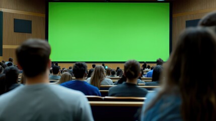 Business executives looking at invisible screen during meeting
