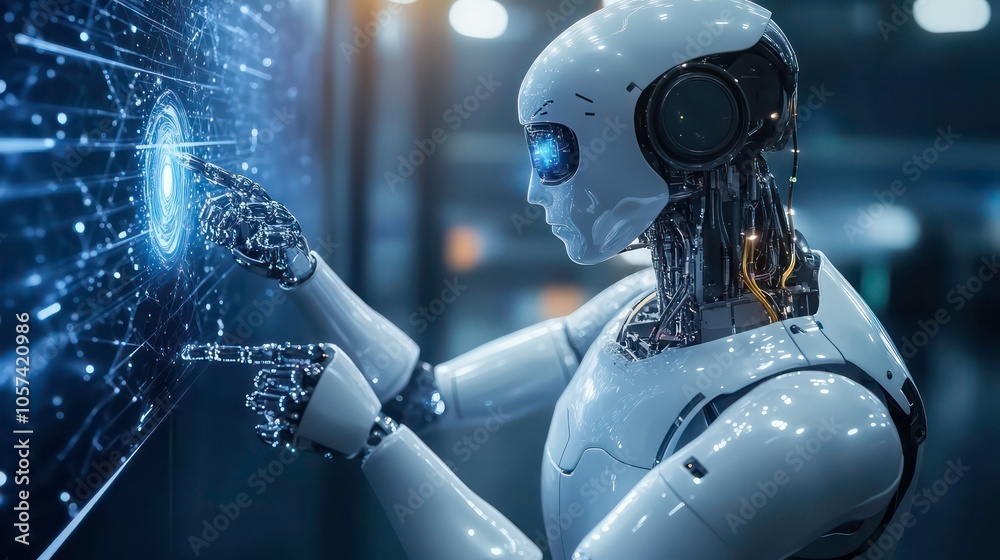 Leinwandbilder futuristic robots in a high-tech environment, showcasing advanced technology and design.