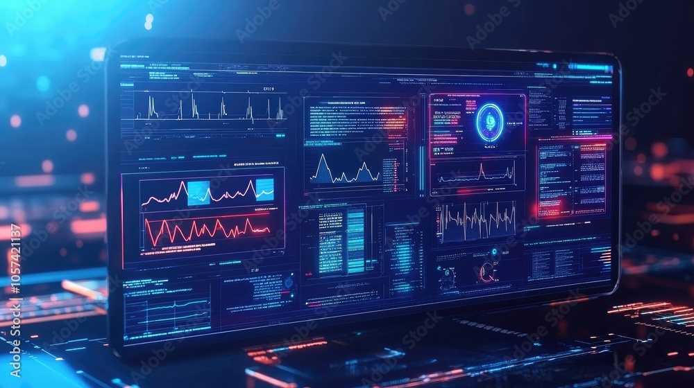 Poster Concept of AI in healthcare, futuristic interface for patient monitoring and data analysis