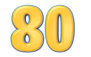 Blue And Yellow Number 3D Render