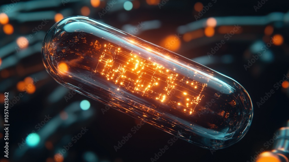 Aufkleber concept of ai medicine pill with tech patterns, revolutionizing future healthcare