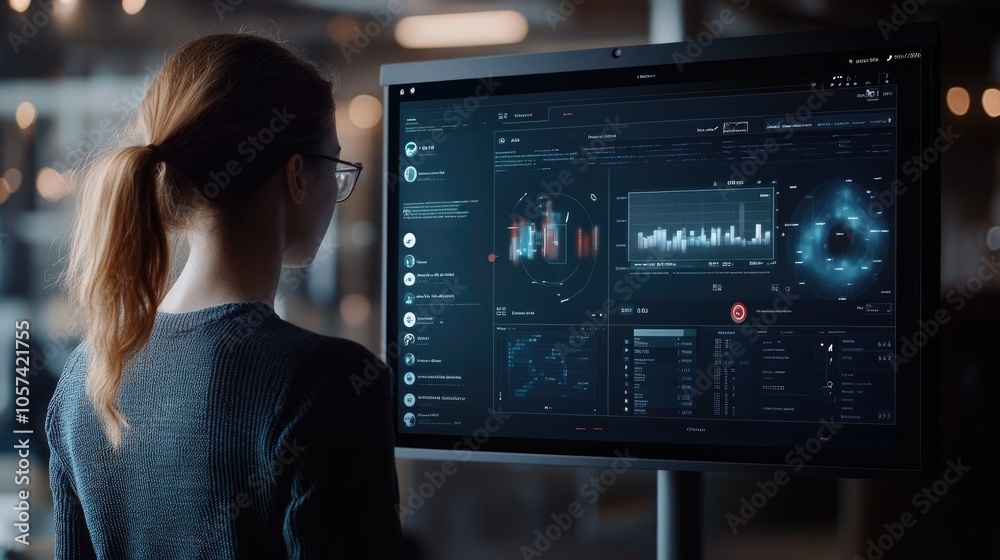 Aufkleber Conceptual AI dashboard for project managers, focusing on funding and data-driven decision-making