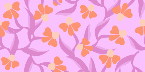 Hand drawn flowers seamless patterns  ornate spring bohemian for fabric, textiles, clothing, wrapping paper, cover, banner, interior decor, abstract backgrounds.