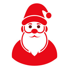 Santa Claus Icon Silhouette colored Vector Illustration, Christmas icon Design Transparent background