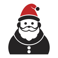 Santa Claus Icon Silhouette colored Vector Illustration, Christmas icon Design Transparent background