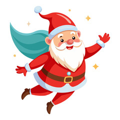 Santa Claus is flying Silhouette Vector Illustration Christmas icon Design Transparent background
