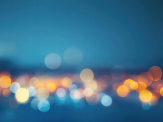 Abstract bokeh lights in a vibrant blue and orange spectrum, creating a dreamy night ambiance.
