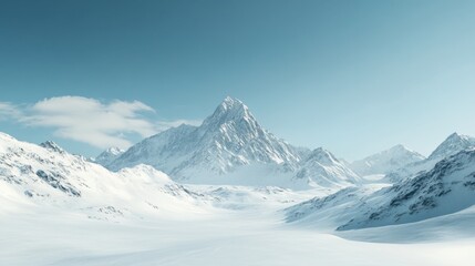 Majestic mountain range covered in snow with a clear sky