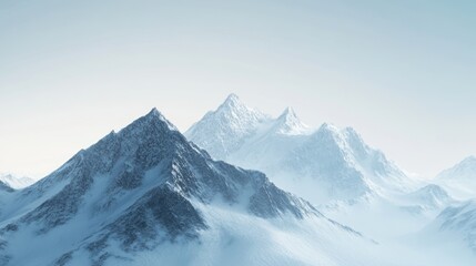 Majestic mountain range covered in snow with a clear sky