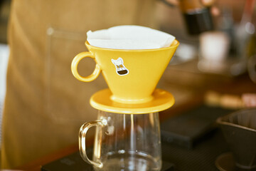 pour over dripper and paper filter.