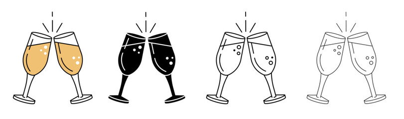 Glasses icon. Clink, cheers and toasting