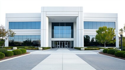 Modern Office Building Isolated on White Background