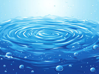 A mesmerizing whirlpool in vibrant blue water with shimmering light reflections.