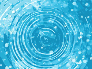 Abstract depiction of water ripples and bubbles in vibrant shades of blue.
