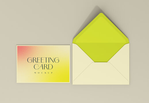 Envelope with Greeting Card Mockup
