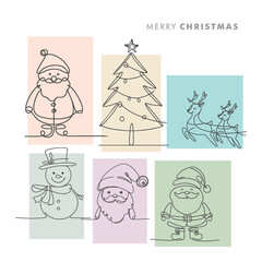 Creative Christmas Vector with Minimal Line Art Design for Social Media Post