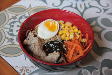 delicious ramen noodle with various topping