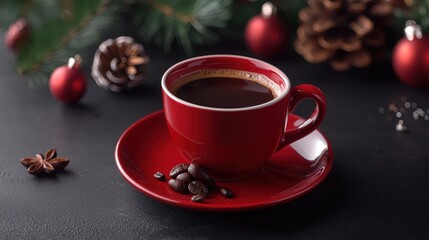 New Year's coffee on the table. Selective focus