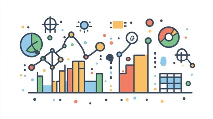 Generative AI icons for project management, funding, and analytics in a business context