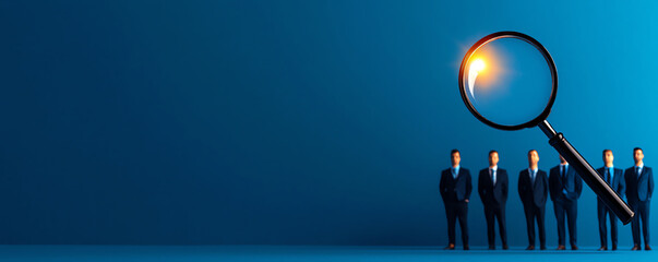 HR recruiter focusing with a magnifying glass on recent job history, highlighting comprehensive review