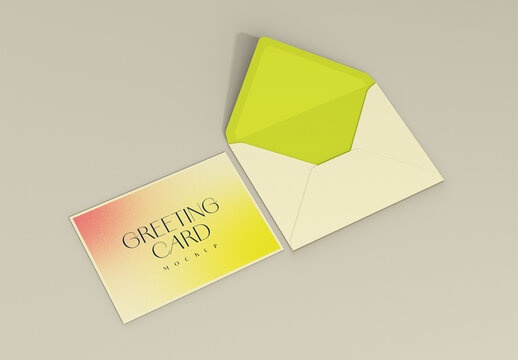 Envelope with Greeting Card Mockup