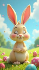 easter bunny with easter eggs