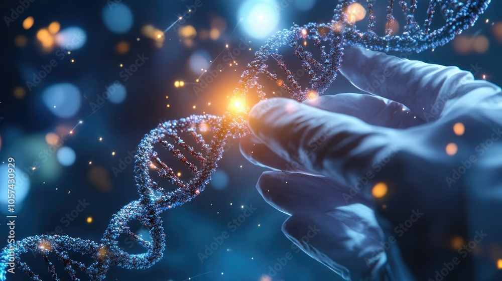 Poster team of scientists researching dna analysis with a focus on gene editing and biotechnology in a lab