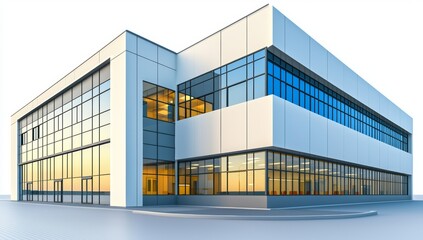 Modern Office Building Isolated on White Background