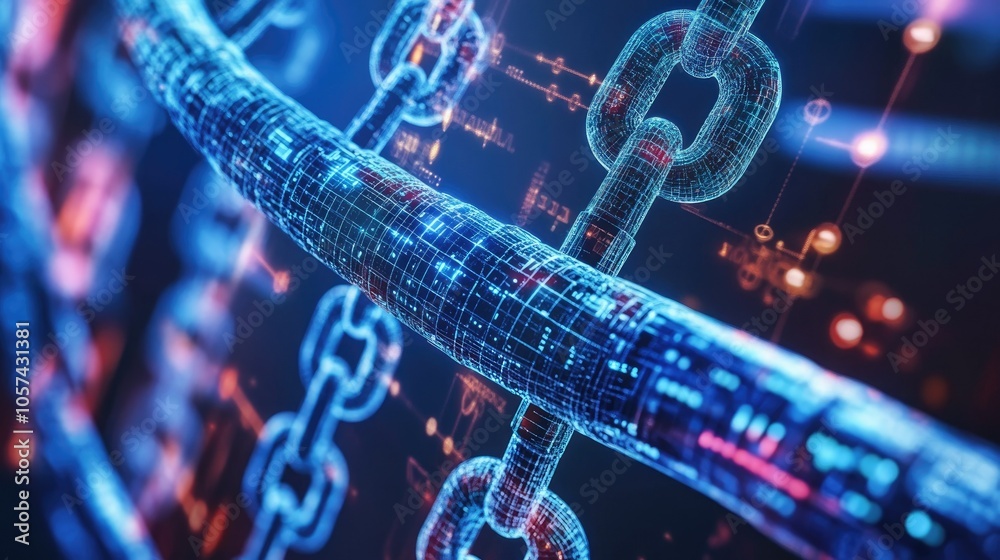 Poster visual illustration of blockchain and multi-agent systems shaping personalized healthcare solutions