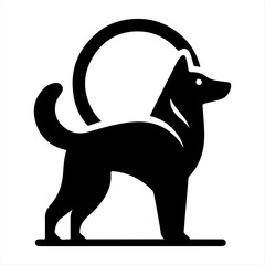 Silhouette Dog Logo Design Vector Illustration.
