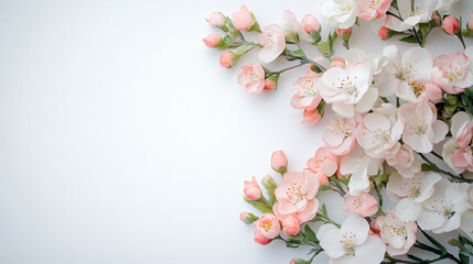 Delicate pastel flowers arranged beautifully on soft background