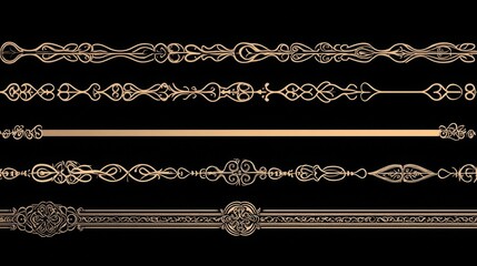Collection of vintage decorative lines for text dividers or borders; intricate and classical, perfect for design projects.