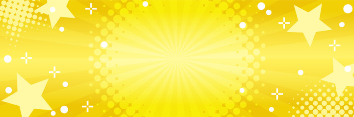 ポップでキラキラした集中線の背景（金色のバナー素材）