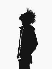 Man is standing in the middle of a white background. He is wearing a jacket and a tie. The image has a mood of loneliness and isolation