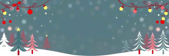 Abstract Christmas card with colorful vector illustration of festive trees, festive, winter, holiday