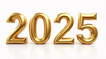 New Year 2025 Glossy Typography Lettering Design.