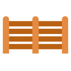 Obraz premium Flat Vector Illustration of Rustic Wooden Fence, Simple Outdoor Border Design, Wooden Fence Gate