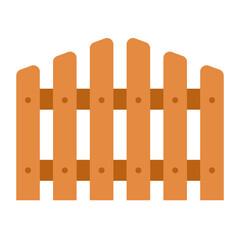 Flat Vector Illustration of Rustic Wooden Fence, Simple Outdoor Border Design, Wooden Fence Gate