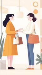 A retail saleswoman assisting a customer in a clothing store, offering professional advice on style and fit with a friendly demeanor