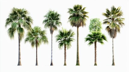 Palm Tree Collections On A White Background