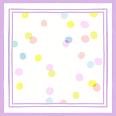 vintage polka dots and lines pattern . sweet pattern  for scarf, handkerchief  or your decoration . light frame illustration. halftone style. 