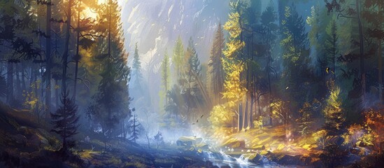 The Canyon Forest Is Shimmering With Sunlight And The Fog Of The Surface Streams