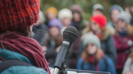 In a defocused sea of faces the performers stand out like beacons of creativity during the open mic event.