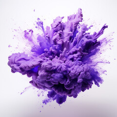 Naklejka premium Purple powder splash rainbow background paint holi smoke colour. Explosion dust ink burst splatter texture spray party wallpaper cloud stain.